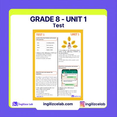 Grade 8 Unit 1 Test 1